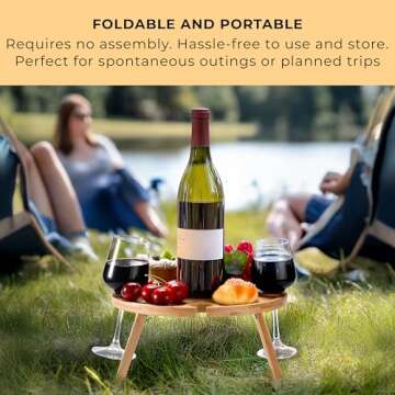 Prosumer's Choice Small Camping Foldable Table for Outdoor - 6x11x11-Inch Mini Picnic Table for Beach, Barbecue, or Road Trip - Portable Picnic Accessories, Wine Rack Collapsible Table - Brown
