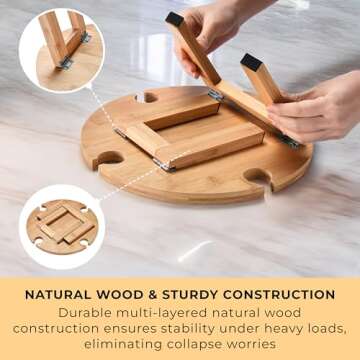 Prosumer's Choice Small Camping Foldable Table for Outdoor - 6x11x11-Inch Mini Picnic Table for Beach, Barbecue, or Road Trip - Portable Picnic Accessories, Wine Rack Collapsible Table - Brown