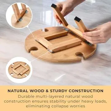 Prosumer's Choice Small Camping Foldable Table for Outdoor - 6x11x11-Inch Mini Picnic Table for Beach, Barbecue, or Road Trip - Portable Picnic Accessories, Wine Rack Collapsible Table - Brown