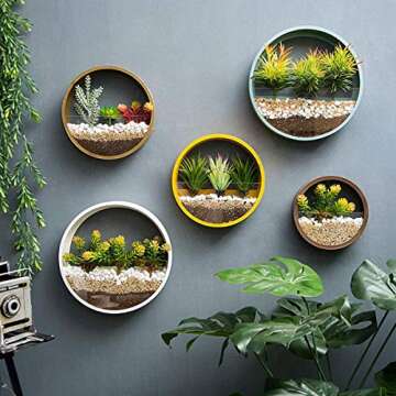 ZEETOON 3 Pack Set Modern Wall Planters Hanging Succulent Pot Hanger Circle Metal Flower Pot Live Pl...