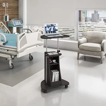 Techni Mobili Adjustable Height Laptop Cart with Storage