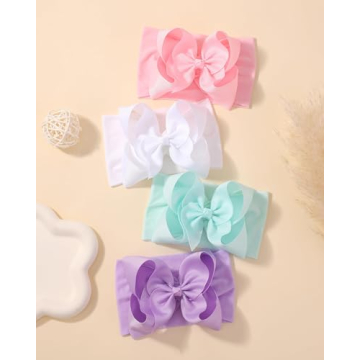 doboi 20PCS Baby Bows Baby Girl Headbands Nylon Hairbands with Ribbon Bow Handmade Elastic Baby Hair Bows Headbands for Baby Girls Newborns Infants Toddlers and Kids