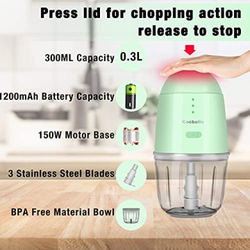 Kocbelle Cordless Mini Food Processor for Quick Meal Prep