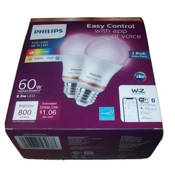 Philips Wiz connected 2-Pack bundle A19 LED Wi-Fi Smart Bulb FULL COLOR 800 Lumens Dimmable 60w equivalent