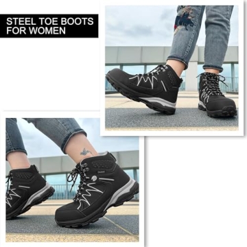 Blapek Women's Steel Toe Safety Boots for Work