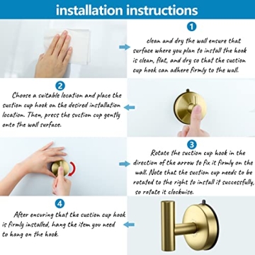 DGYB Gold Suction Cup Hooks for Shower 15 Lb Heavy Duty