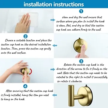 DGYB Gold Suction Cup Hooks for Shower 15 Lb Heavy Duty