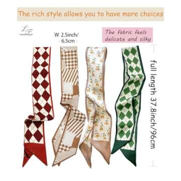 Hioyiwse Purse Scarf Handbags For Women Skinny Hair Neck Accessories Scarves With Bag Scarfs Handle Fashion Lightweight 37.8x 2.6inch 02