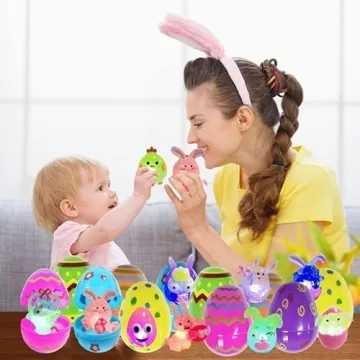 Vibrant Prefilled Easter Eggs with Light Up Rings for Kids