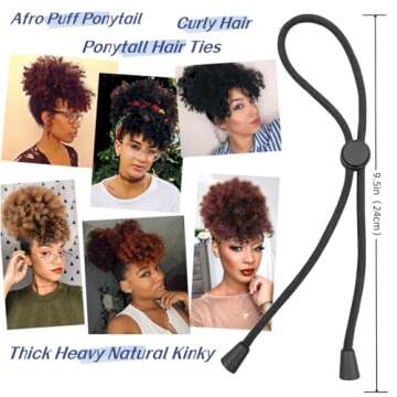 Adjustable Hair Ties for Thick, Curly Hairstyles - Afro Puffs, Ponytails, Locs, Pineapples for Black...