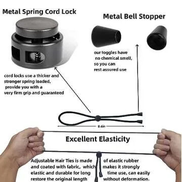 Adjustable Hair Ties for Thick, Curly Hairstyles - Afro Puffs, Ponytails, Locs, Pineapples for Black Women and Girls (Pack of 6)