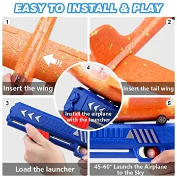 3 Pack Airplane Launcher Toy for Kids Outdoor Fun
