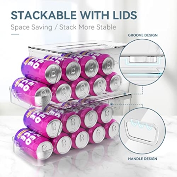 Stackable Soda Can Dispenser - Multi-Purpose Organizer for Fridge