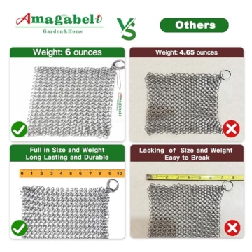 Amagabeli Cast Iron Cleaner Durable Stainless Steel Scrubber