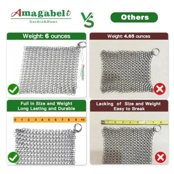 Amagabeli Cast Iron Cleaner Durable Stainless Steel Scrubber