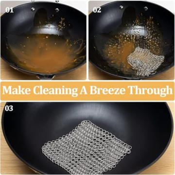 Amagabeli Cast Iron Cleaner Durable Stainless Steel Scrubber