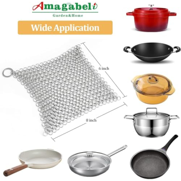 Amagabeli Cast Iron Cleaner Durable Stainless Steel Scrubber