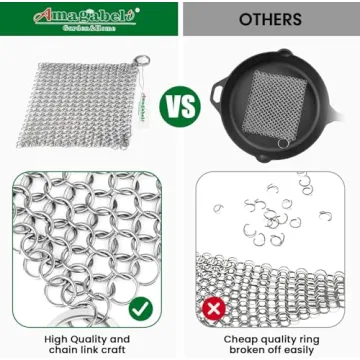 Amagabeli Cast Iron Cleaner Durable Stainless Steel Scrubber
