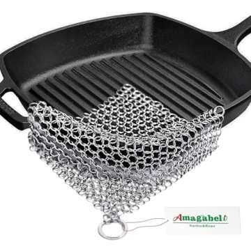 Amagabeli Cast Iron Cleaner Durable Stainless Steel Scrubber