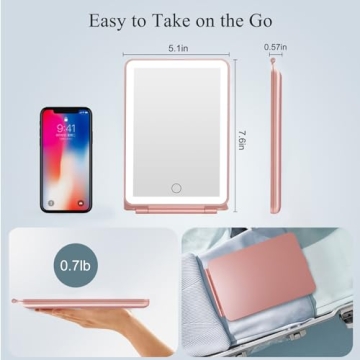 FUNTOUCH Travel Makeup Mirror with LED Lights