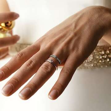 Purity Rings for Women, 3Pcs Thin Stackable Rings, Silver Cross Ring for Women, Dainty 14K Plated Gold Ring for Women Size 5-11 (Silver Cross Ring, 7)