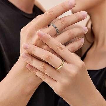 Purity Rings for Women, 3Pcs Thin Stackable Rings, Silver Cross Ring for Women, Dainty 14K Plated Gold Ring for Women Size 5-11 (Silver Cross Ring, 7)