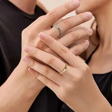 Purity Rings for Women, 3Pcs Thin Stackable Rings, Silver Cross Ring for Women, Dainty 14K Plated Gold Ring for Women Size 5-11 (Silver Cross Ring, 7)