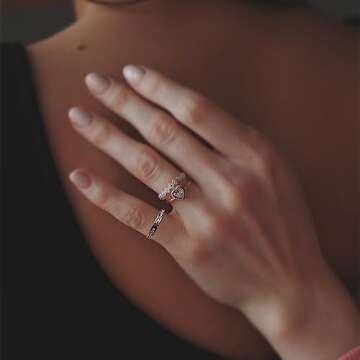 Purity Rings for Women, 3Pcs Thin Stackable Rings, Silver Cross Ring for Women, Dainty 14K Plated Gold Ring for Women Size 5-11 (Silver Cross Ring, 7)