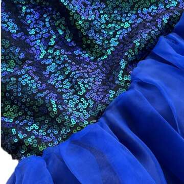 Cozep Mermaid Tail Costume Sequin Maxi Skirt Halloween Cosplay Party Dress (L, Blue)