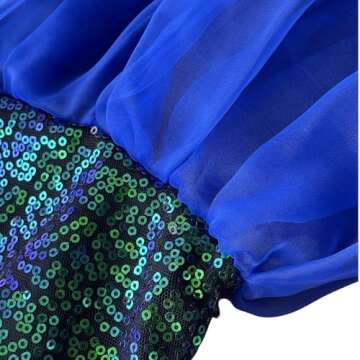 Cozep Mermaid Tail Costume Sequin Maxi Skirt Halloween Cosplay Party Dress (L, Blue)