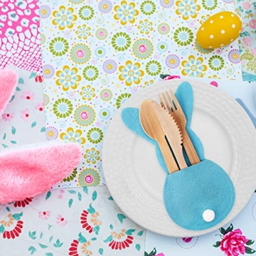 Easter Table Decor, 6 Easter Bunny Felt Cutlery Holder Easter Decorations, Reusable Utensil Décor Easter Table Decorations for the Home Spring Decorations and Easter Party Supplies