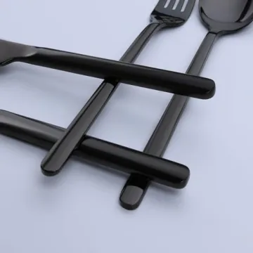 KINGSTONE Black Silverware Set for 8 - 40 Pieces