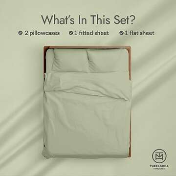 Threadmill Luxury Organic Cotton Sheets - GOTS Certified 4 Piece King Sage Green Percale Sheets Set, Breathable, Premium Sheet Set - Smooth & Cool Bedding Perfect Elastic Deep Pocket Fit
