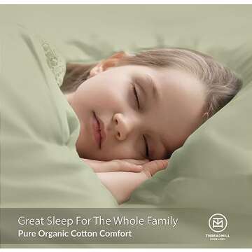 Threadmill Luxury Organic Cotton Sheets - GOTS Certified 4 Piece King Sage Green Percale Sheets Set, Breathable, Premium Sheet Set - Smooth & Cool Bedding Perfect Elastic Deep Pocket Fit