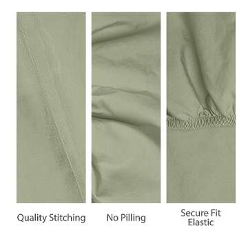Threadmill Luxury Organic Cotton Sheets - GOTS Certified 4 Piece King Sage Green Percale Sheets Set, Breathable, Premium Sheet Set - Smooth & Cool Bedding Perfect Elastic Deep Pocket Fit