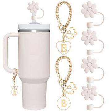 ANLABESY Compatible with Stanley Cup Accessories, 2PCS Butterfly Letter Charms with 4PCS 10mm Stanle...