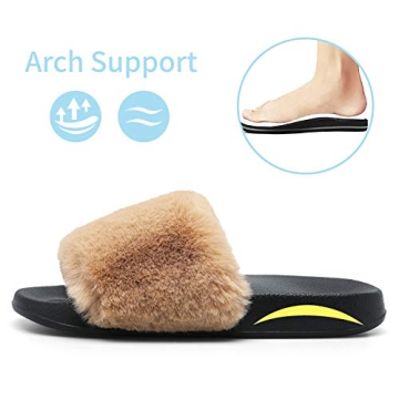 Spesoul Womens Fuzzy Slides Comfortable Stylish Slippers
