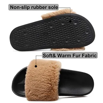 Spesoul Womens Fuzzy Slides Comfortable Stylish Slippers