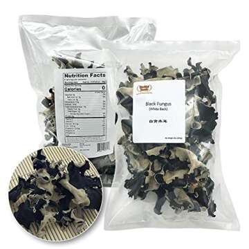 Zestful Foods Dried Black Fungus Wood Ear Mushrooms (White back Black Fungus) - 8 Oz, Non-GMO, Vegan...