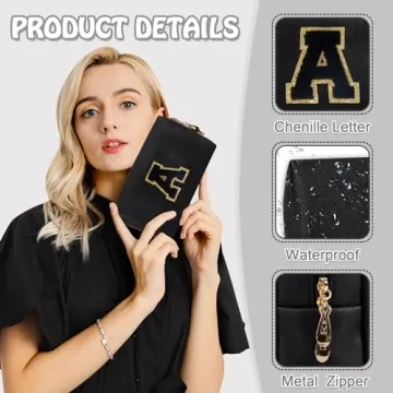 Personalized Initial Patch Makeup Bag - Cute and Compact