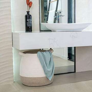 Large MINTWOOD Cotton Rope Basket for Home Organization