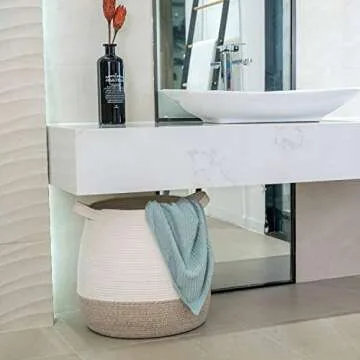 Large MINTWOOD Cotton Rope Basket for Home Organization