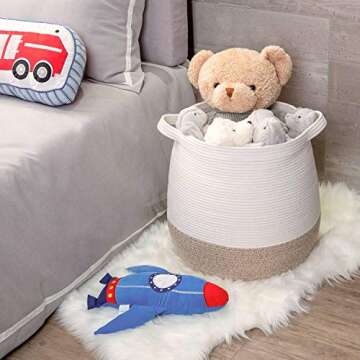 Large MINTWOOD Cotton Rope Basket for Home Organization