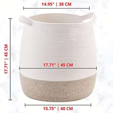 Large MINTWOOD Cotton Rope Basket for Home Organization