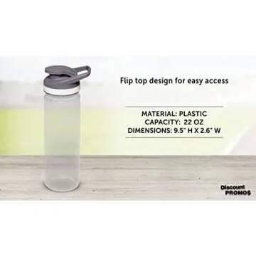 DISCOUNT PROMOS Sports Water Bottles 22 oz. Set of 10, Bulk Pack - Reusable, Leak proof, With lids - Clear