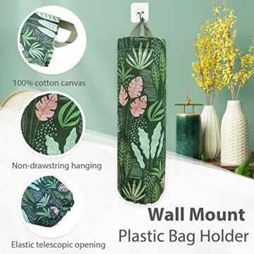 SYIPO Plastic Bag Holder, Reusable Grocery Bag Organizer, Wall Mount, 1 Pack, Seaweed