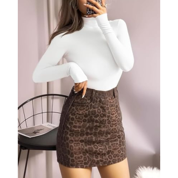 Stylish MANGOPOP Long Sleeve Mock Turtleneck Bodysuit