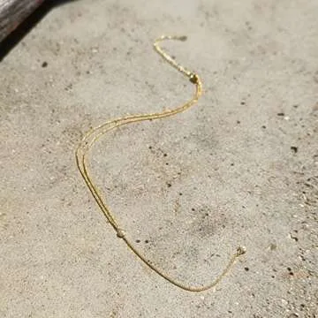 Handmade 14k Gold Vermeil Lariat Necklace with Delicate Pearl Pendant - Gold and sterling silver lariat necklace- June Birthstone Long Necklace-16-19 Inches (Gold, Pearl Lariat)