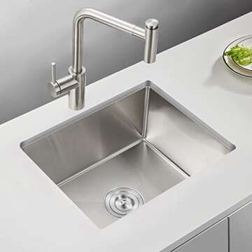 MENATT 22 inch Undermount Kitchen Sink, 22" x 18" Single Bowl Kitchen Sink Undermount Stainless Stee...
