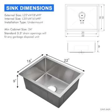 MENATT 22" Undermount Kitchen Sink for Elegant Spaces